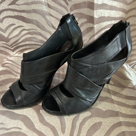Leather Peep Toe Shootie - Picture 1 of 7